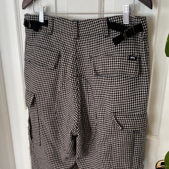 Stussy Pants - Stussy Black and White houndstooth Checkered Cargo Pants Barrel skater street